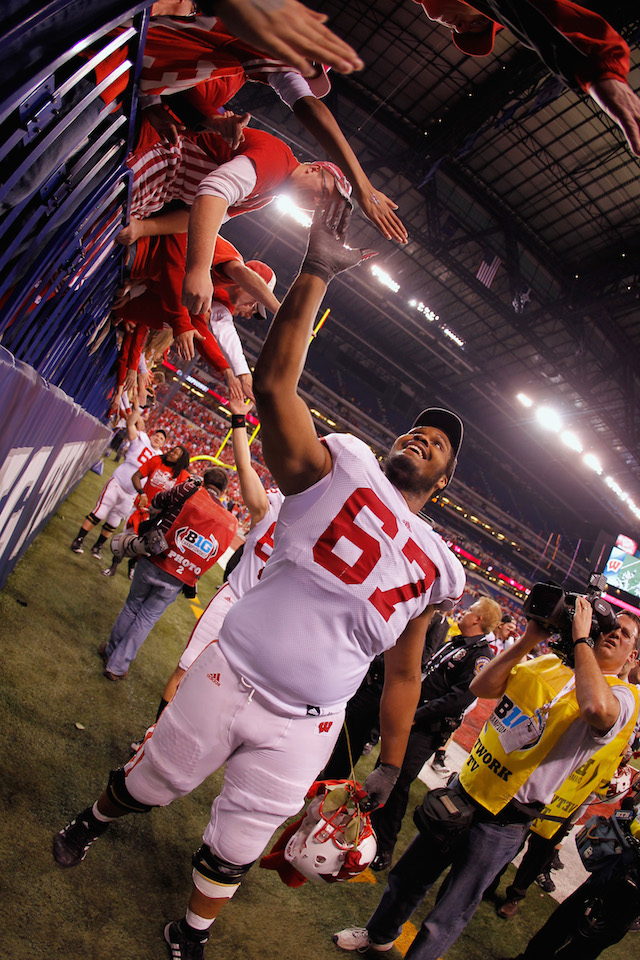 Dace Richardson greets fans after a game.