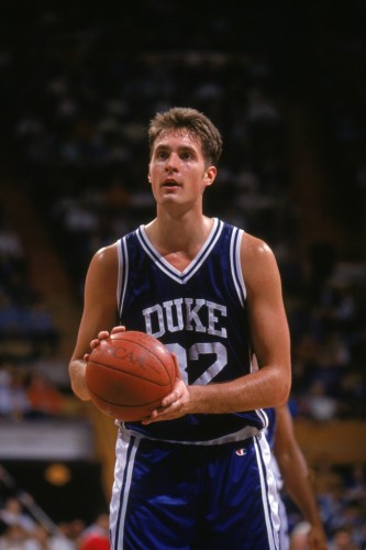 Christian Laettner preps for a free throw.