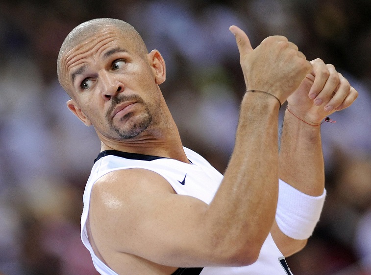 Jason Kidd starts at point guard on the Nets' all-time best starting lineup.