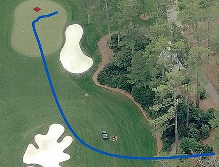 The path of Watson's ball in the infamous shot.