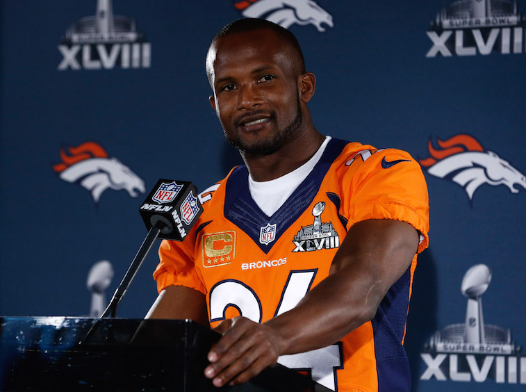 Champ Bailey speaks during a press conference.