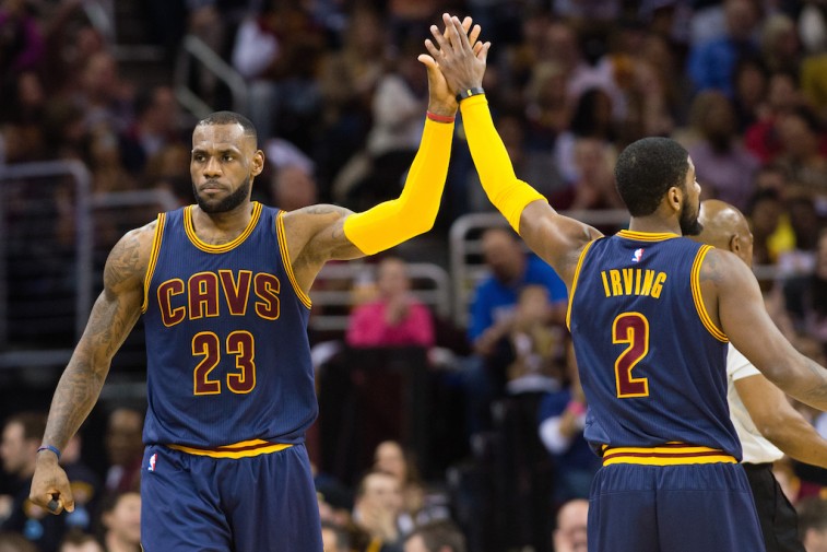 LeBron James and Kyrie Irving high five
