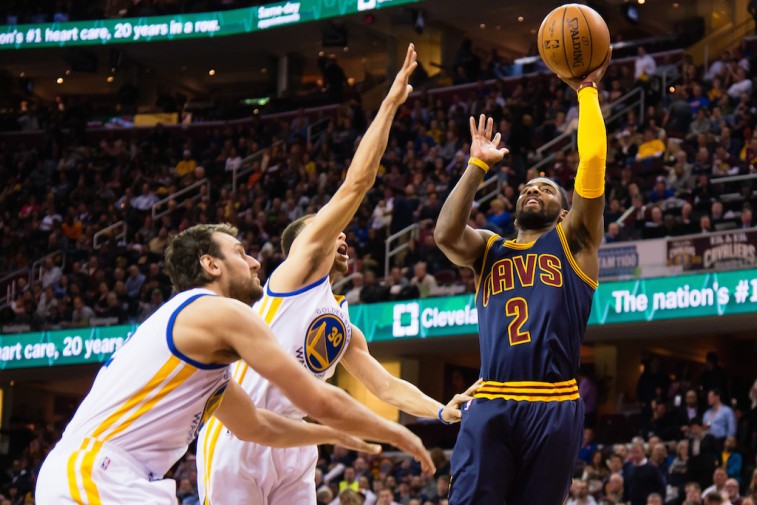 Kyrie Irving faces off against the Golden State Warriors.