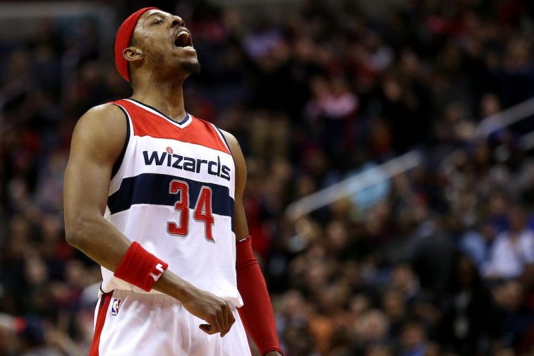 Paul Pierce reacts after scoring against the Grizzlies