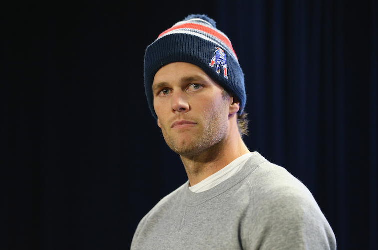 Tom Brady talks to media during Deflategate press conference