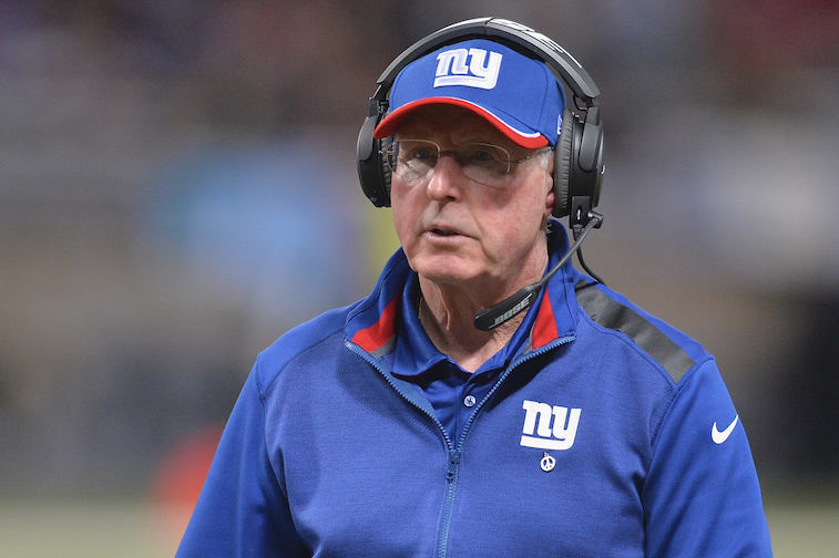 Tom Coughlin on the football field. 