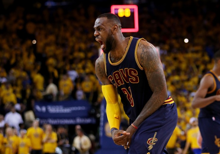 LeBron James Celebrates after a Game 2 Win