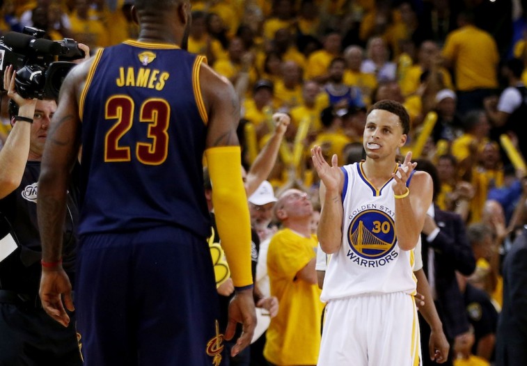 LeBron James and Stephen Curry during the NBA Finals