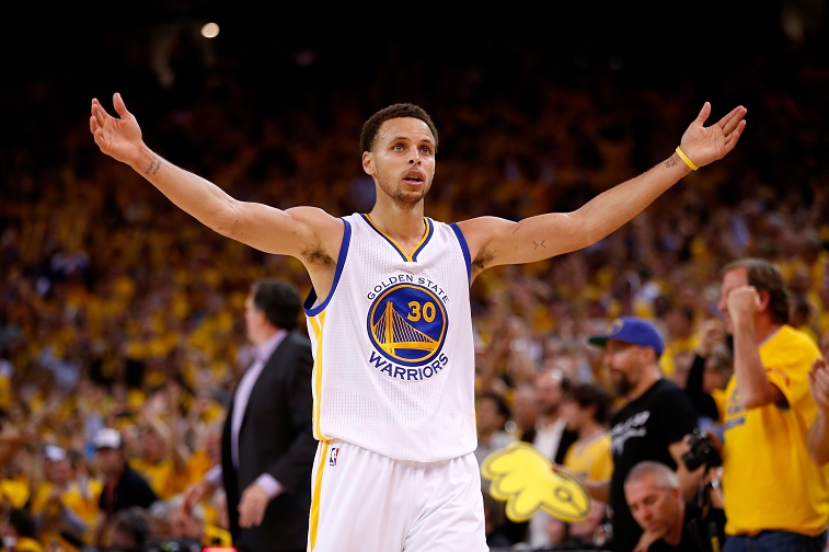 Stephen Curry excites the Golden State crowd.