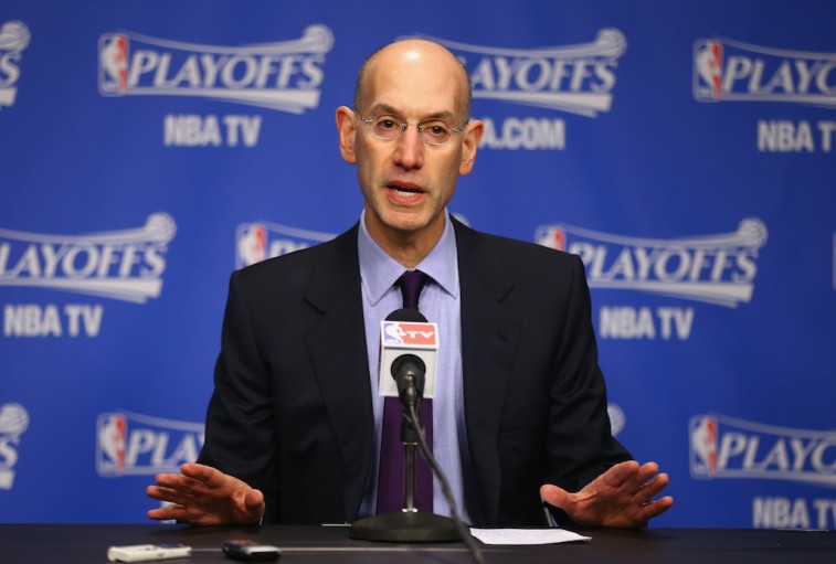 Commissioner Adam Silver speaks to media during NBA Playoffs