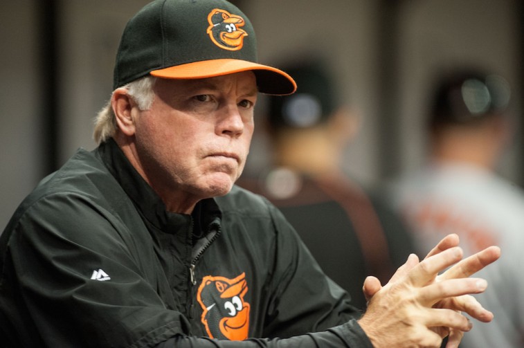 Buck Showalter manages against the Rays