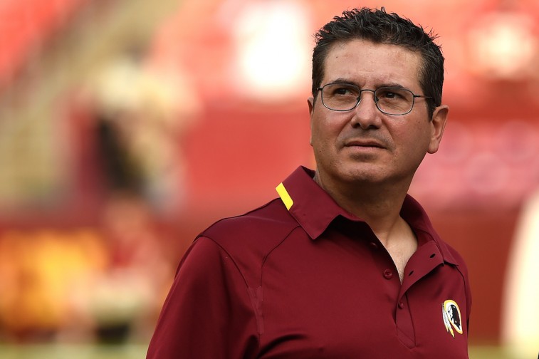 Dan Snyder looks up at the stands during a practice.