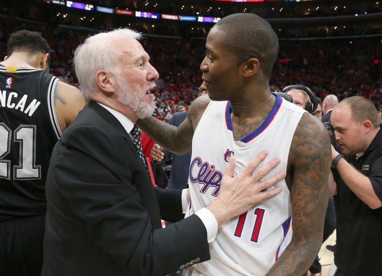 Gregg Popovich congratulates Jamal Crawford