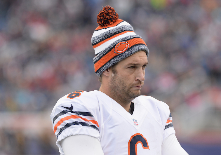Jay Cutler looks on from the sideline