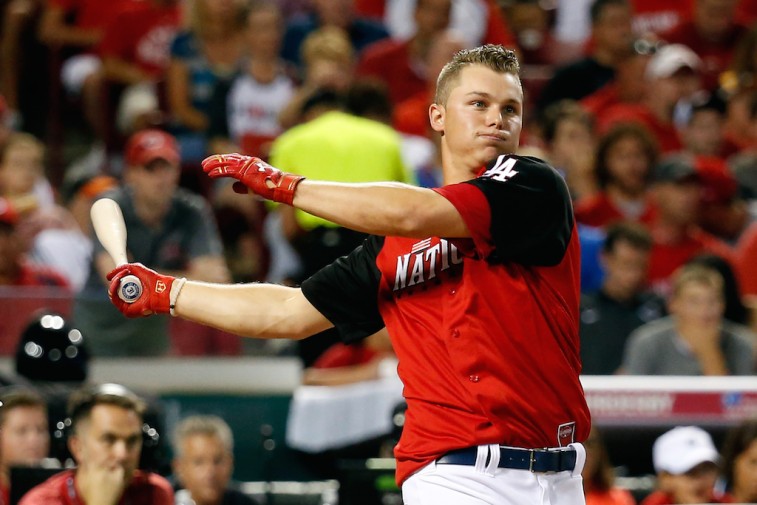 Joc Pederson bats during Home Run Derby