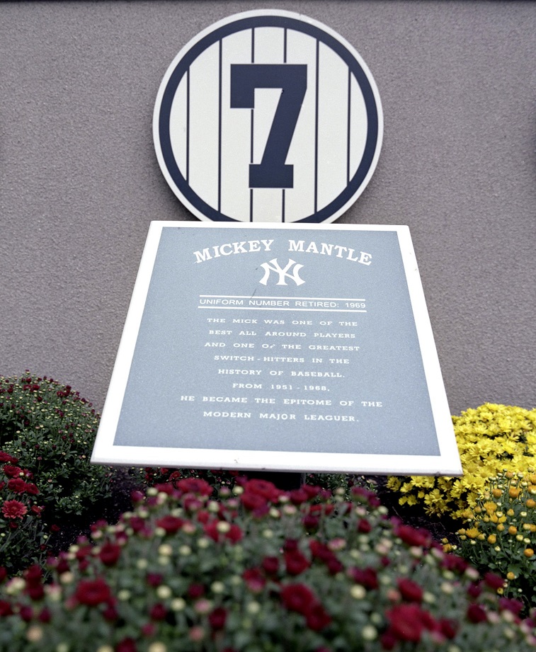 NEW YORK - SEPTEMBER 11: A general view of the Mickey Mantle plaque in Monument Park at Yankee Stadium on September 11, 2008 in the Bronx borough of New York City. The 85 year old ball park will be closed after the 2008 season as the New York Yankees move to the new Yankee Stadium to begin the 2009 season.