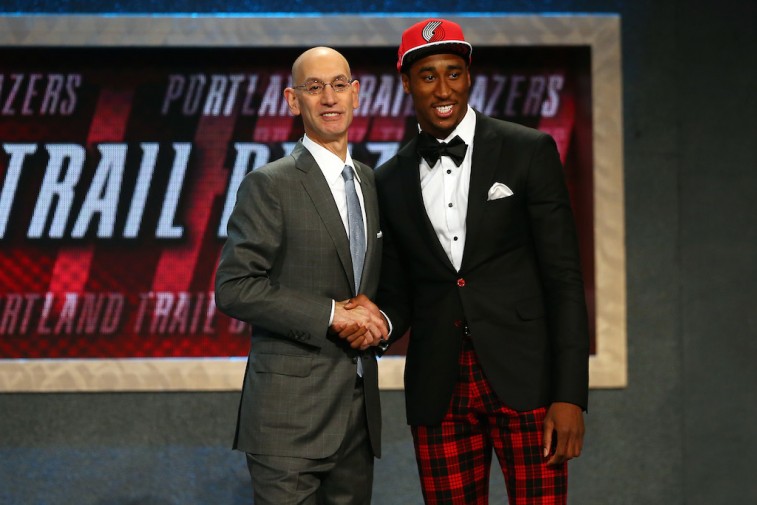 Rondae Hollis-Jefferson and Adam Silver at 2015 NBA Draft