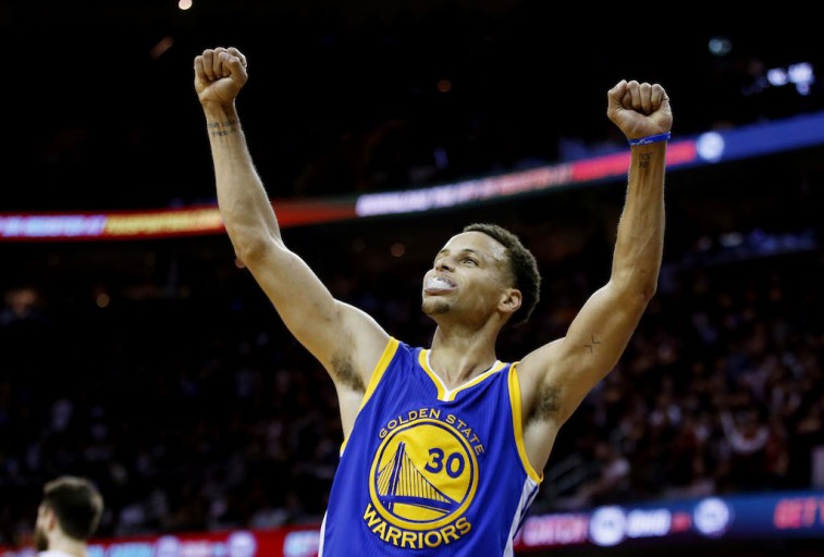 Stephen Curry celebrates NBA championship