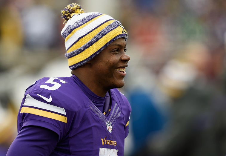 MINNEAPOLIS, MN - DECEMBER 28: Teddy Bridgewater #5 of the Minnesota Vikings looks on during the fourth quarter of the game against the Chicago Bears on December 28, 2014 at TCF Bank Stadium in Minneapolis, Minnesota. The Vikings defeated the Bears 13-9. (Photo by Hannah Foslien/Getty Images)