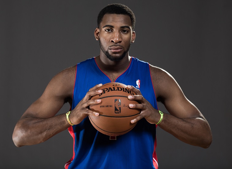 TARRYTOWN, NY - AUGUST 21: Andre Drummond #1 of the Detroit Pistons poses for a portrait during the 2012 NBA Rookie Photo Shoot at the MSG Training Center on August 21, 2012 in Tarrytown, New York. NOTE TO USER: User expressly acknowledges and agrees that, by downloading and/or using this Photograph, user is consenting to the terms and conditions of the Getty Images License Agreement. 