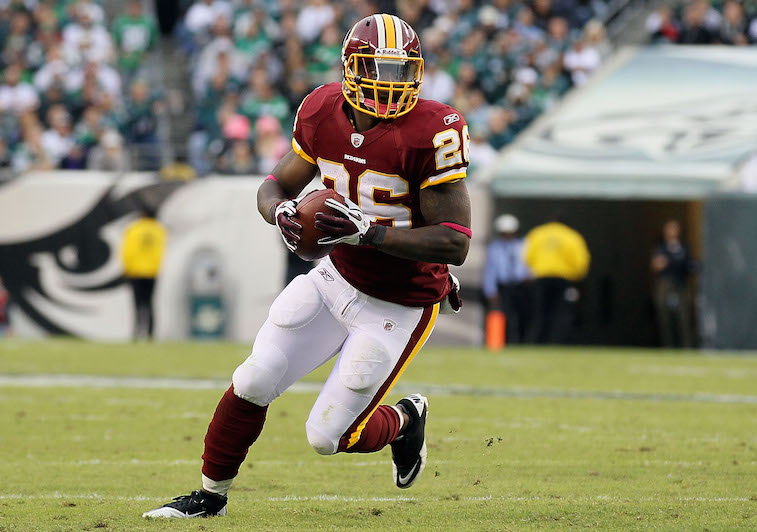 Clinton Portis runs toward the end zone.