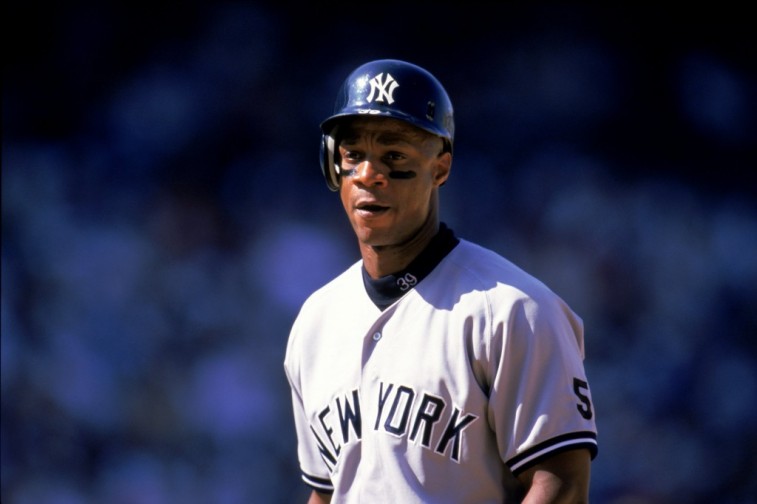 Darryl Strawberry steps into the batters box for the Yankees