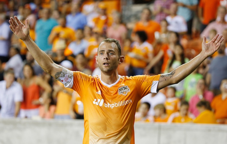 Brad Davis of Houston Dynamo waits for a ball