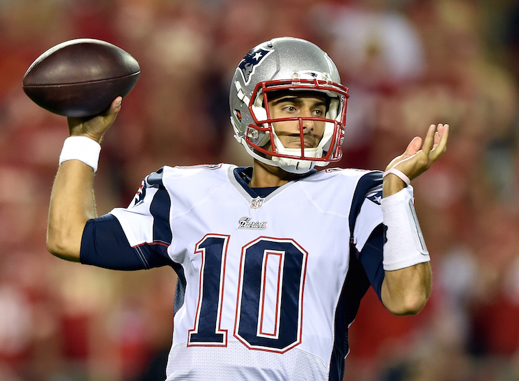 Jimmy Garoppolo is a trade candidate for the New England Patriots | Peter Aiken/Getty Images