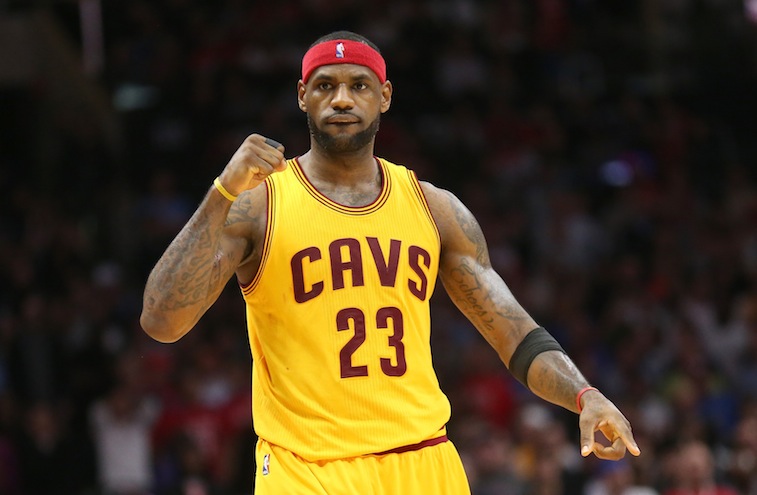 LeBron James celebrates against the Los Angeles Clippers
