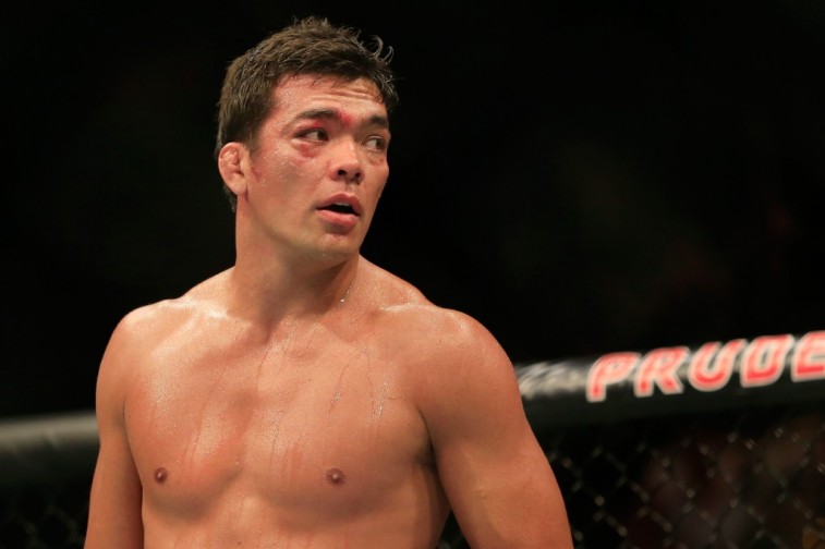 Lyoto Machida looks on against Luke Rockhold in their middleweight bout