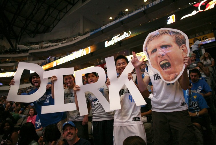 Dallas Mavericks fans show their support for Dirk Nowitzki