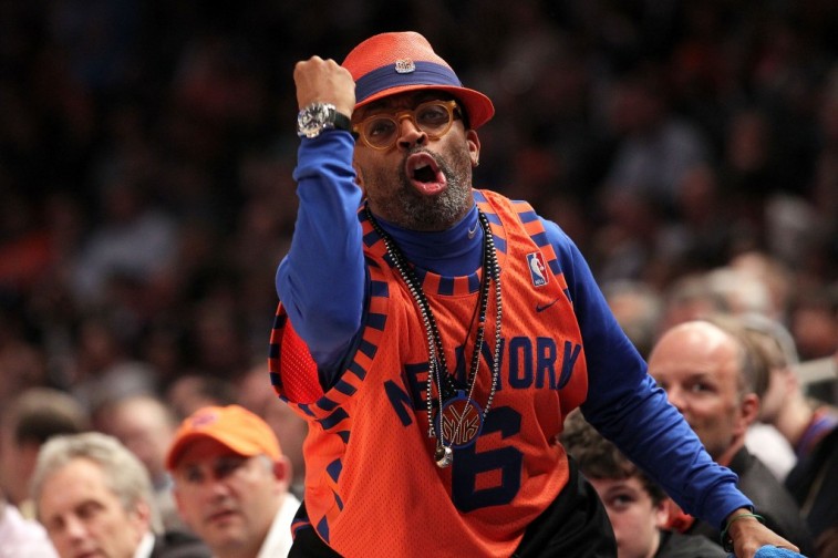 Spike Lee cheers on the New York Knicks