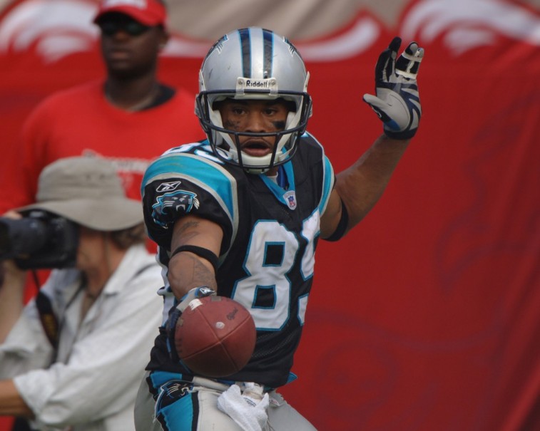 Steve Smith celebrates a touchdown against the Tampa Bay Bucs