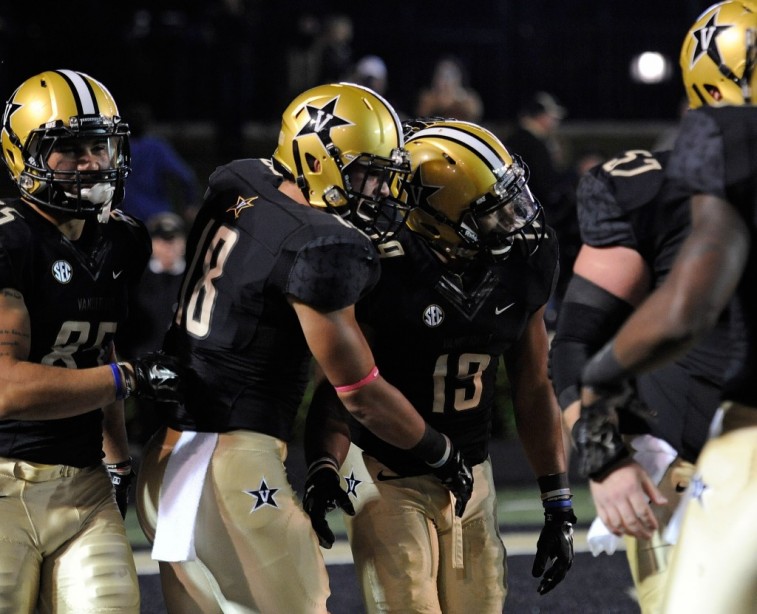 Vanderbilt Commodores celebrate a touchdown