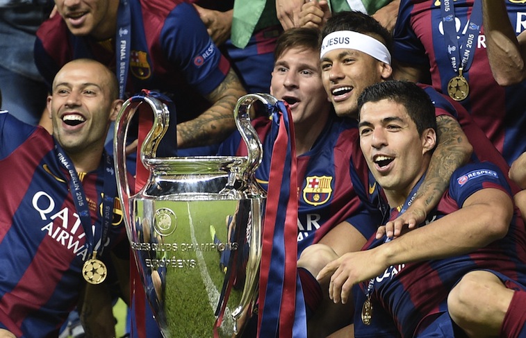 FC Barcelona celebrates its Champions League victory