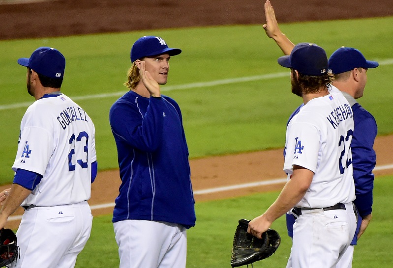 Dodgers Greinke Kershaw Harry How/Getty Images