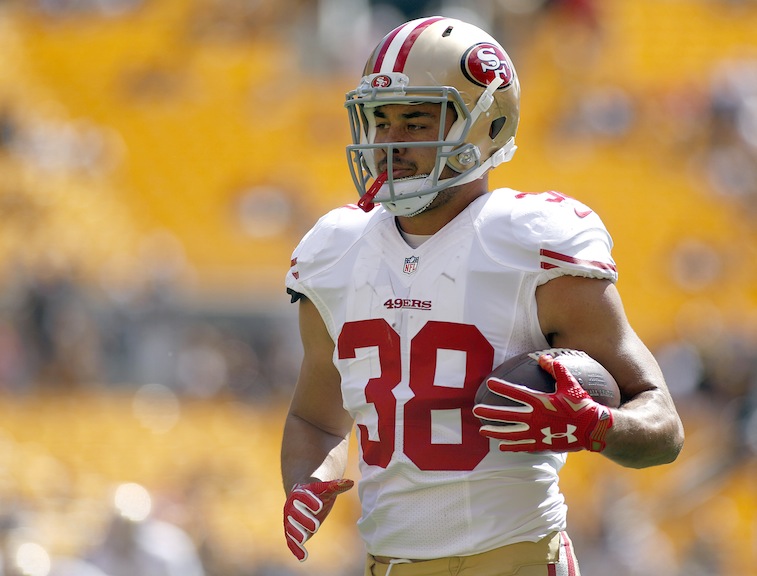 Jarryd Hayne warms up prior to a game against the Steelers