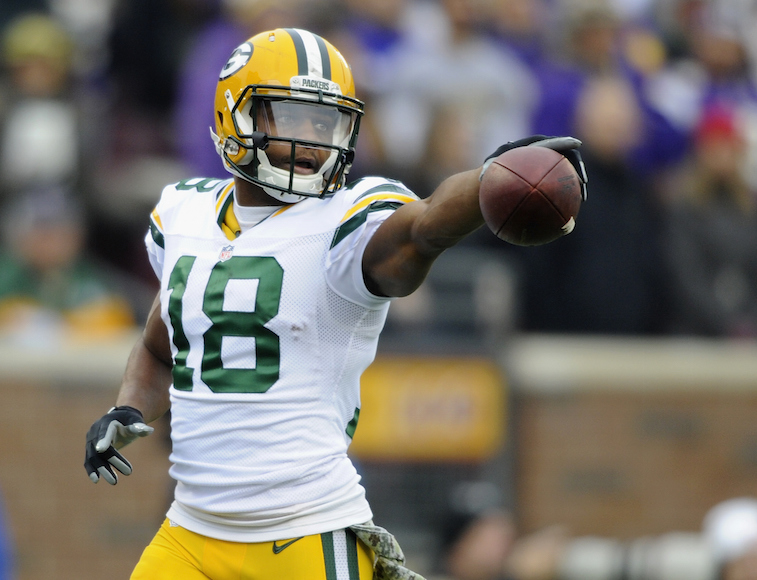 Randall Cobb points at his competition.