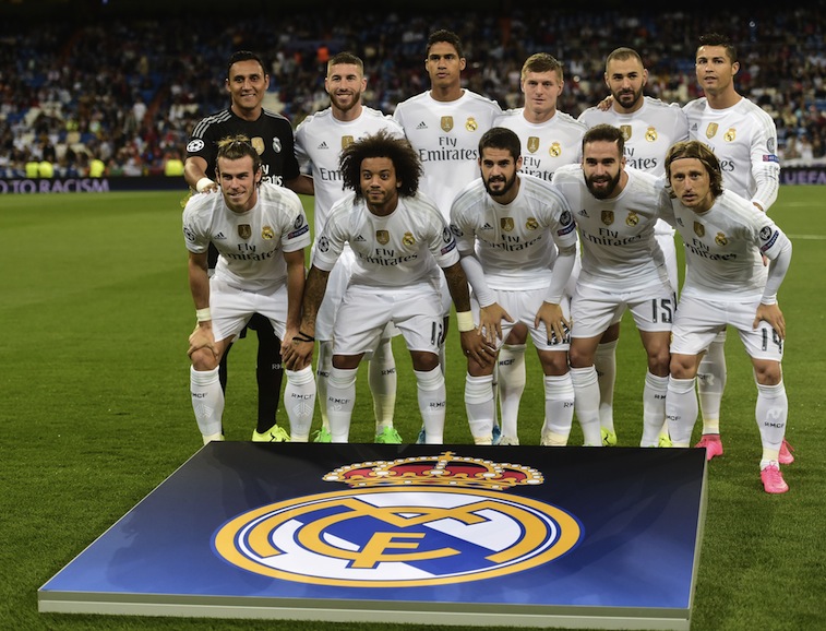 Real Madrid pose for a picture ahead of their Champions League clash