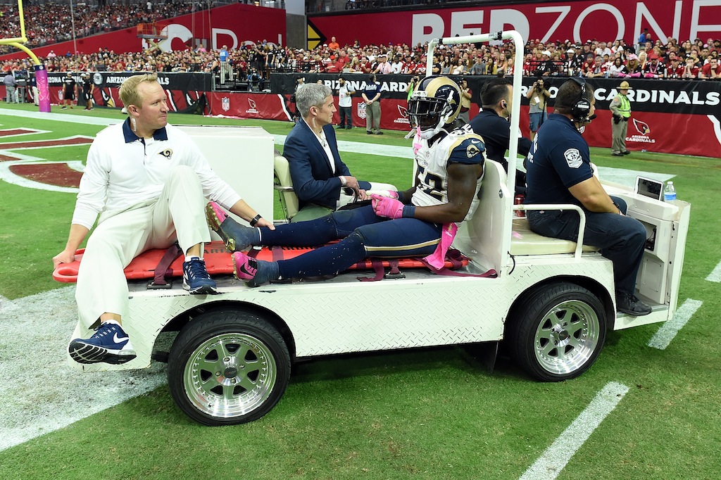 Alec Ogletree is carted off the field