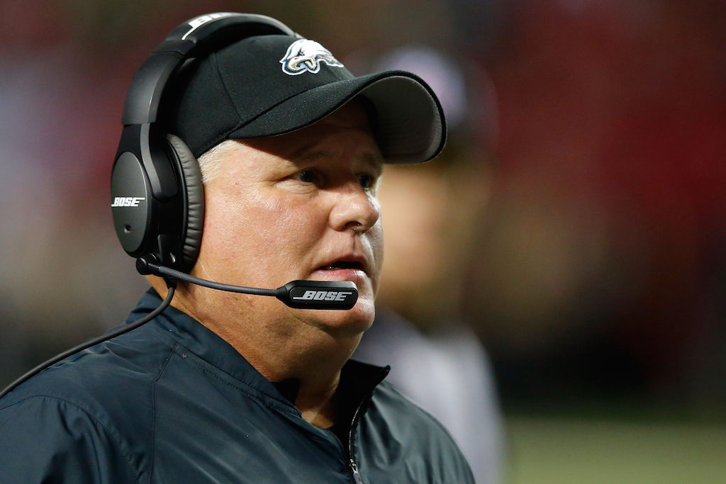 Eagles coach Chip Kelly on the sidelines during the Falcons game