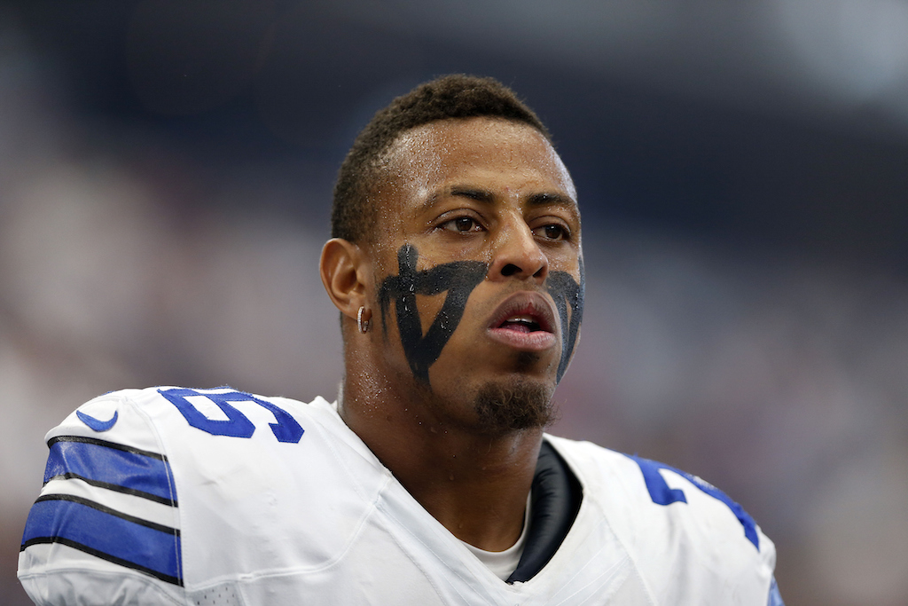 ARLINGTON, TX - OCTOBER 11:  Defensive end Greg Hardy #76 of the Dallas Cowboys on the sidelines before a game against the New England Patriots at AT&T Stadium on October 11, 2015 in Arlington, Texas.  (Photo by Christian Petersen/Getty Images)
