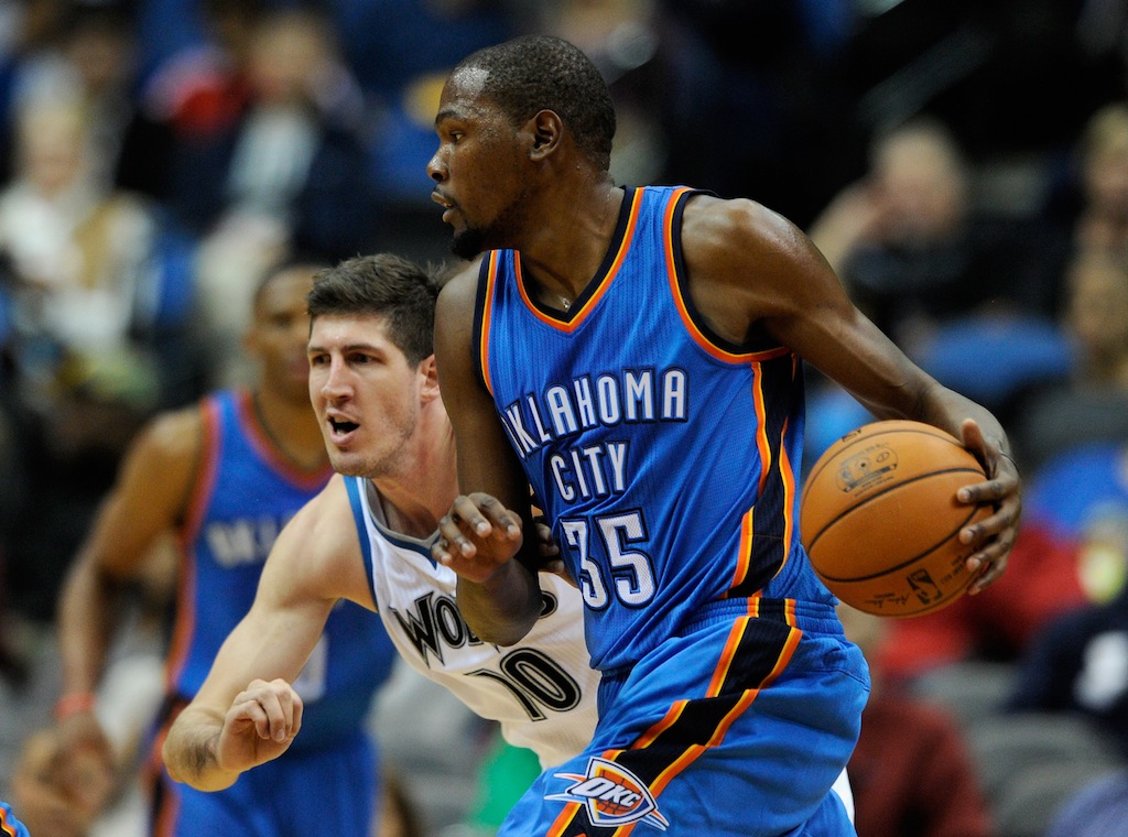 Kevin Durant dribbles in the preseason