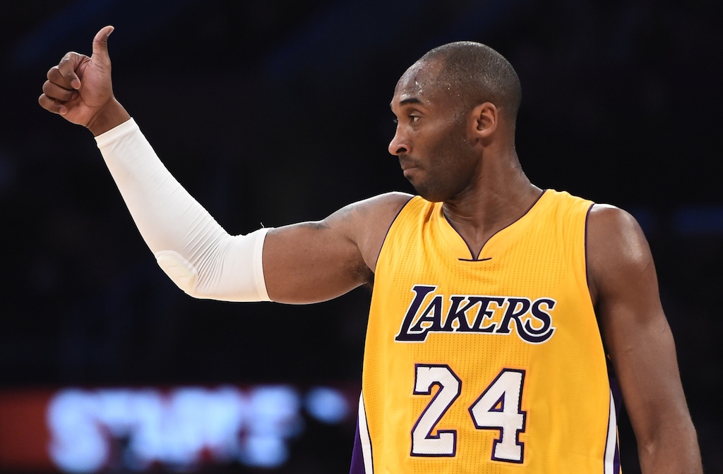 Kobe Bryant gives the thumbs up