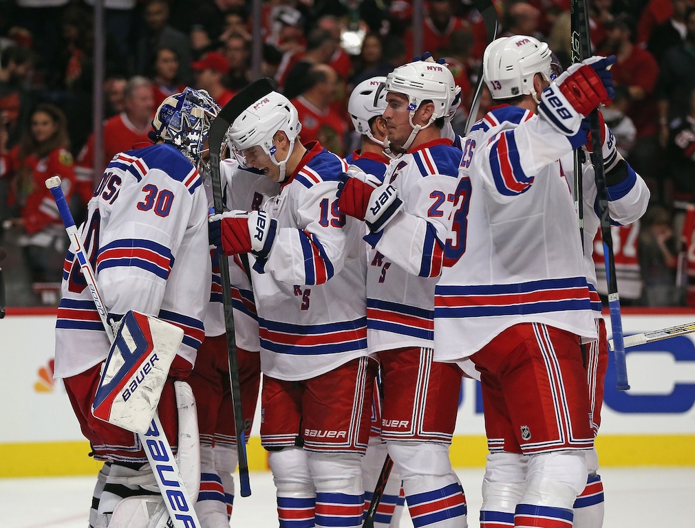 New York Rangers celebrate win
