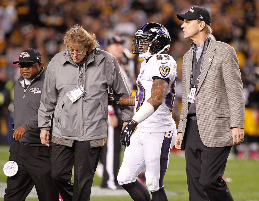 Steve Smith walks off the field after injury