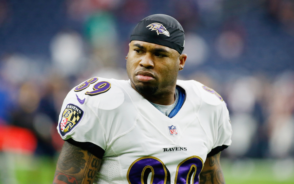 Steve Smith Sr. looks unhappy during a game for the Baltimore Ravens.