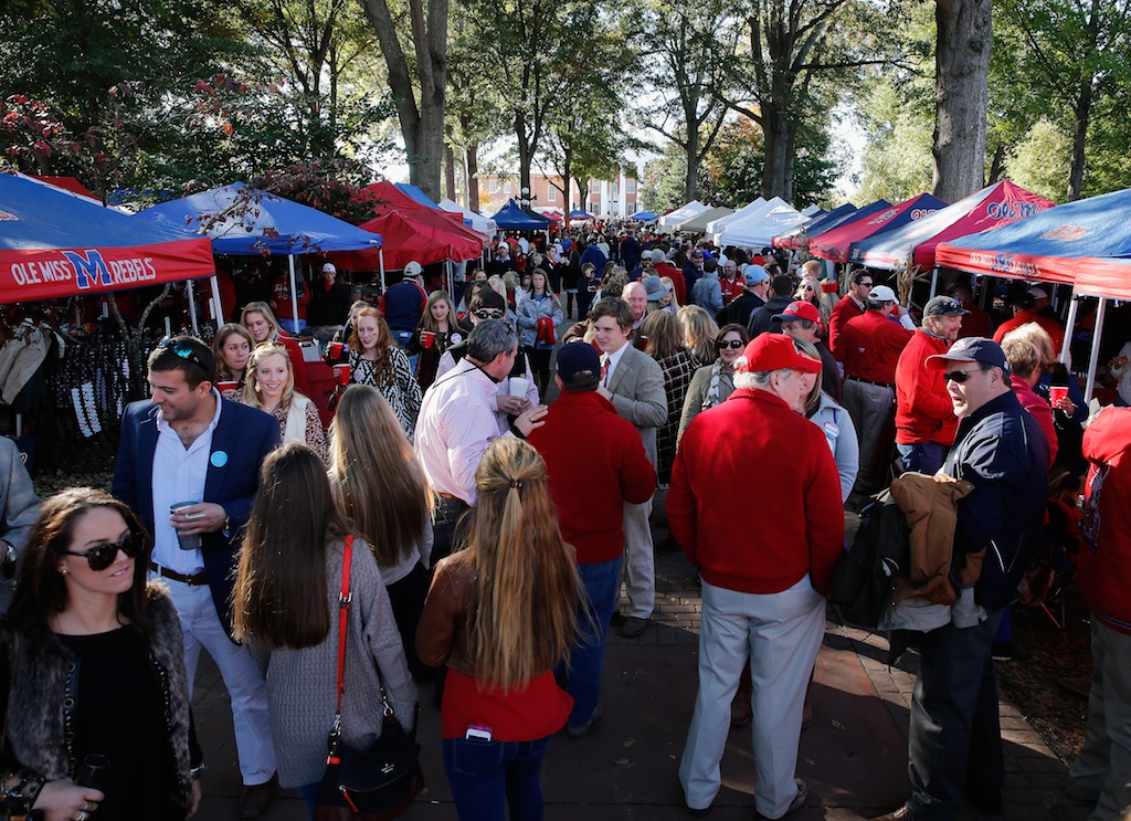 Ole Miss fans tailgate at the Grove. 