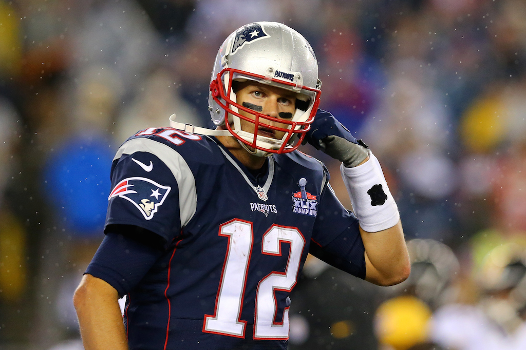 Tom Brady looks on during a game against the Steelers