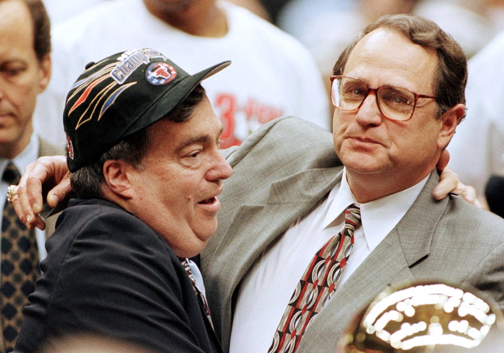 Jerry Reinsdorf celebrates the last Chicago Bulls championship back in 1998.